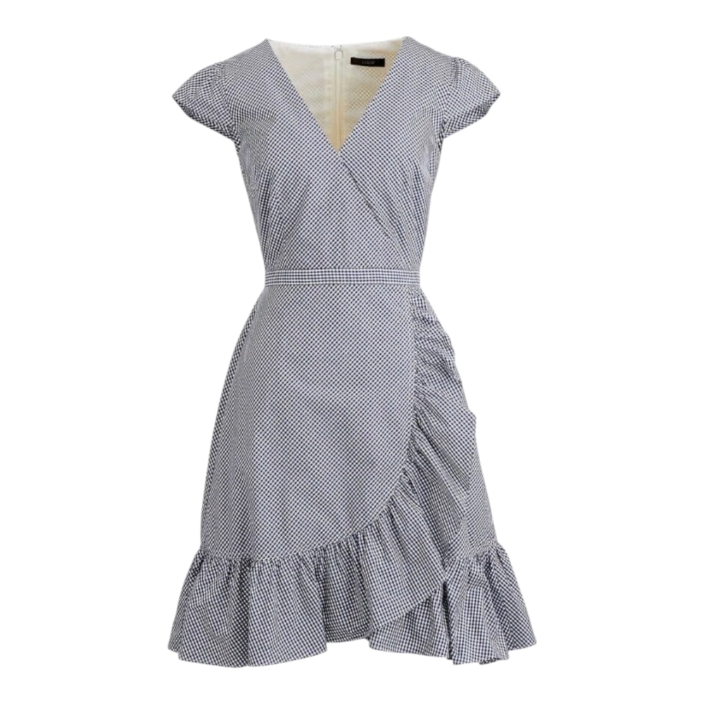 JCrew Gingham Faux Wrap Dress - Picture 1 of 8